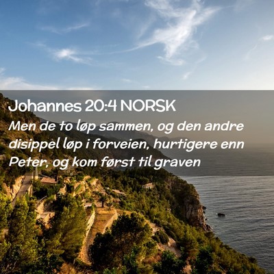 Picture 02 - Johannes 20:4 NORSK - Men de to løp sammen, og den andre disippel løp - Bible Verse Picture