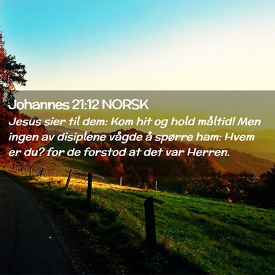Picture 02 - Johannes 21:12 NORSK - Jesus sier til dem: Kom hit og hold måltid! Men - Bible Verse Picture