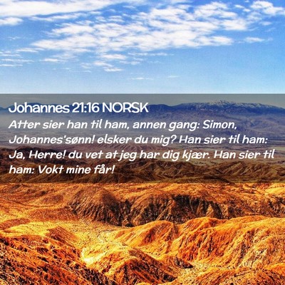 Picture 02 - Johannes 21:16 NORSK - Atter sier han til ham, annen gang: Simon, - Bible Verse Picture