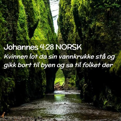 Picture 02 - Johannes 4:28 NORSK - Kvinnen lot da sin vannkrukke stå og gikk bort - Bible Verse Picture