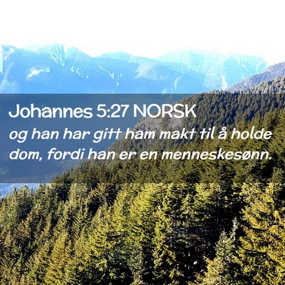 Picture 02 - Johannes 5:27 NORSK - og han har gitt ham makt til å holde dom, fordi - Bible Verse Picture