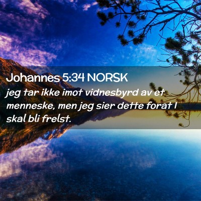 Picture 02 - Johannes 5:34 NORSK - jeg tar ikke imot vidnesbyrd av et menneske, men - Bible Verse Picture