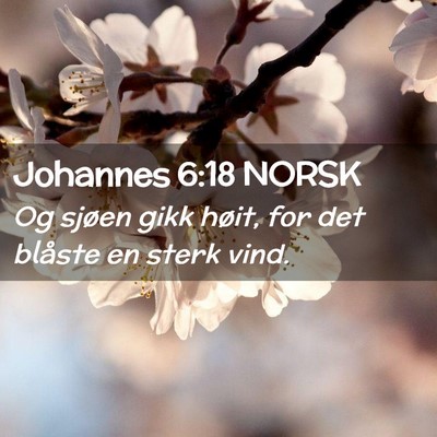 Picture 02 - Johannes 6:18 NORSK - Og sjøen gikk høit, for det blåste en sterk - Bible Verse Picture