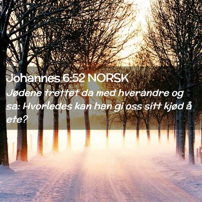 Picture 02 - Johannes 6:52 NORSK - Jødene trettet da med hverandre og sa: Hvorledes - Bible Verse Picture