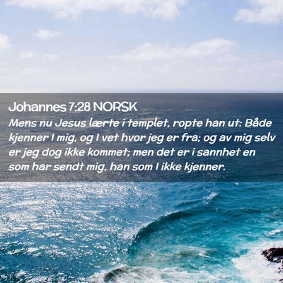 Picture 02 - Johannes 7:28 NORSK - Mens nu Jesus lærte i templet, ropte han ut: - Bible Verse Picture