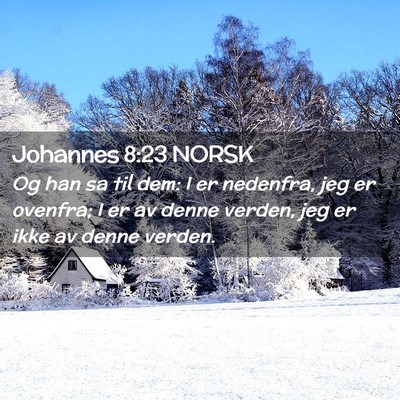 Picture 02 - Johannes 8:23 NORSK - Og han sa til dem: I er nedenfra, jeg er ovenfra; - Bible Verse Picture