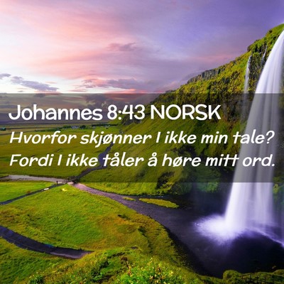 Picture 02 - Johannes 8:43 NORSK - Hvorfor skjønner I ikke min tale? Fordi I ikke - Bible Verse Picture