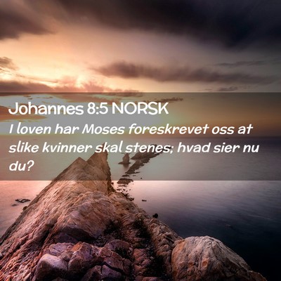 Picture 02 - Johannes 8:5 NORSK - I loven har Moses foreskrevet oss at slike - Bible Verse Picture