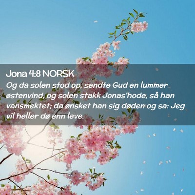 Picture 02 - Jona 4:8 NORSK - Og da solen stod op, sendte Gud en lummer - Bible Verse Picture