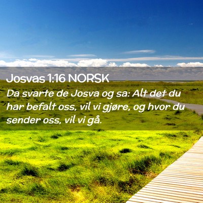 Picture 02 - Josvas 1:16 NORSK - Da svarte de Josva og sa: Alt det du har befalt - Bible Verse Picture