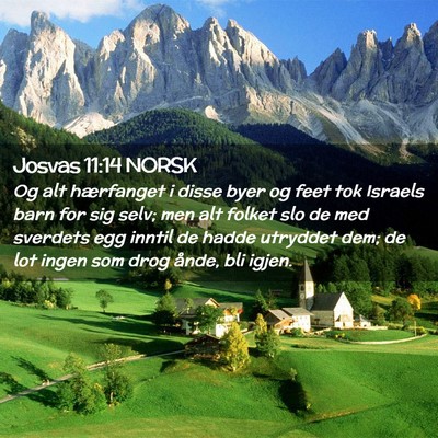 Picture 02 - Josvas 11:14 NORSK - Og alt hærfanget i disse byer og feet tok - Bible Verse Picture