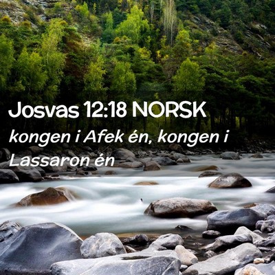 Picture 02 - Josvas 12:18 NORSK - kongen i Afek én, kongen i Lassaron - Bible Verse Picture
