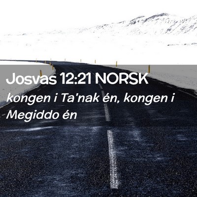 Picture 02 - Josvas 12:21 NORSK - kongen i Ta'nak én, kongen i Megiddo - Bible Verse Picture