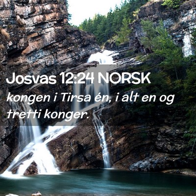 Picture 02 - Josvas 12:24 NORSK - kongen i Tirsa én, i alt en og tretti - Bible Verse Picture