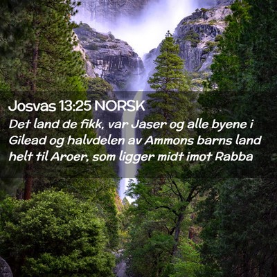 Picture 02 - Josvas 13:25 NORSK - Det land de fikk, var Jaser og alle byene i - Bible Verse Picture