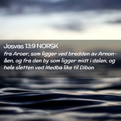 Picture 02 - Josvas 13:9 NORSK - fra Aroer, som ligger ved bredden av Arnon-åen, - Bible Verse Picture