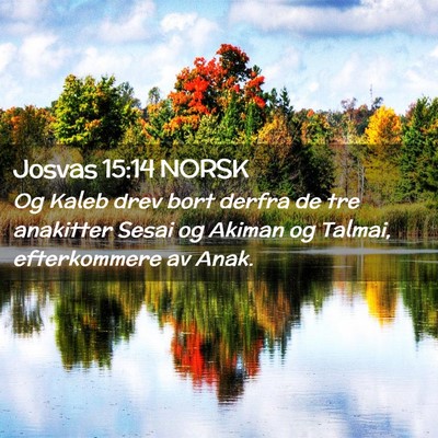 Picture 02 - Josvas 15:14 NORSK - Og Kaleb drev bort derfra de tre anakitter Sesai - Bible Verse Picture
