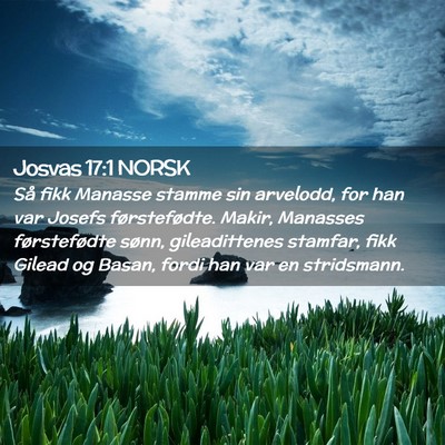 Picture 02 - Josvas 17:1 NORSK - Så fikk Manasse stamme sin arvelodd, for han var - Bible Verse Picture
