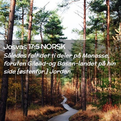 Picture 02 - Josvas 17:5 NORSK - Således falt det ti deler på Manasse, foruten - Bible Verse Picture