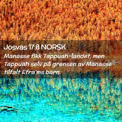 Picture 02 - Josvas 17:8 NORSK - Manasse fikk Tappuah-landet, men Tappuah selv på - Bible Verse Picture