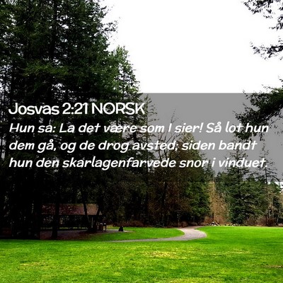Picture 02 - Josvas 2:21 NORSK - Hun sa: La det være som I sier! Så lot hun dem - Bible Verse Picture