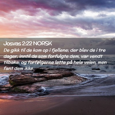 Picture 02 - Josvas 2:22 NORSK - De gikk til de kom op i fjellene; der blev de i - Bible Verse Picture