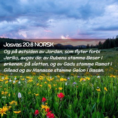 Picture 02 - Josvas 20:8 NORSK - Og på østsiden av Jordan, som flyter forbi - Bible Verse Picture