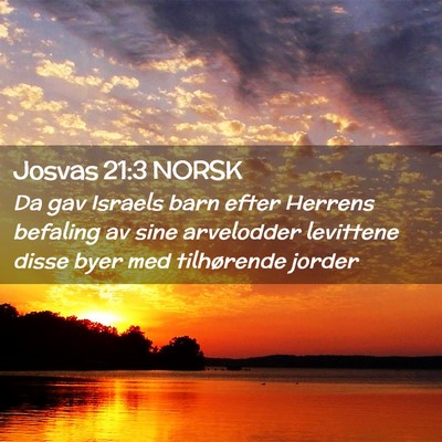 Picture 02 - Josvas 21:3 NORSK - Da gav Israels barn efter Herrens befaling av - Bible Verse Picture