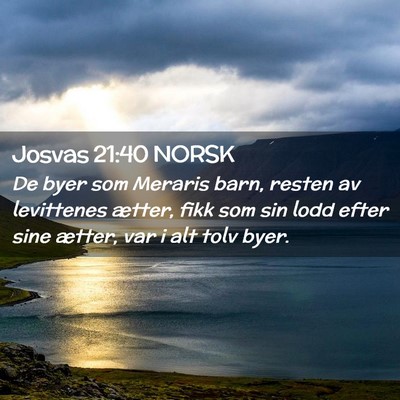 Picture 02 - Josvas 21:40 NORSK - De byer som Meraris barn, resten av levittenes - Bible Verse Picture