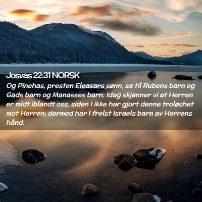 Picture 02 - Josvas 22:31 NORSK - Og Pinehas, presten Eleasars sønn, sa til Rubens - Bible Verse Picture