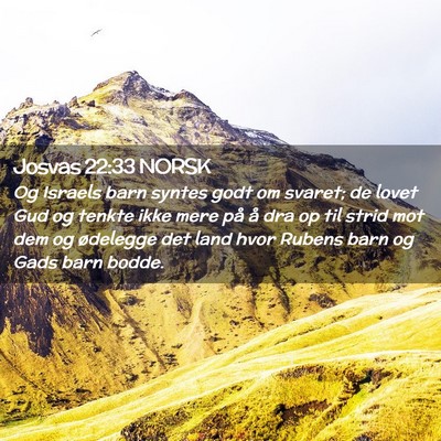 Picture 02 - Josvas 22:33 NORSK - Og Israels barn syntes godt om svaret; de lovet - Bible Verse Picture