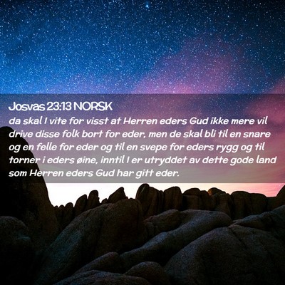 Picture 02 - Josvas 23:13 NORSK - da skal I vite for visst at Herren eders Gud ikke - Bible Verse Picture
