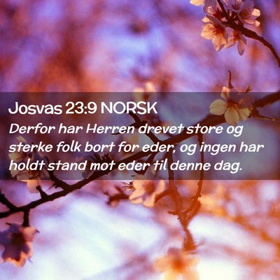 Picture 02 - Josvas 23:9 NORSK - Derfor har Herren drevet store og sterke folk - Bible Verse Picture