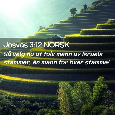 Picture 02 - Josvas 3:12 NORSK - Så velg nu ut tolv menn av Israels stammer, én - Bible Verse Picture