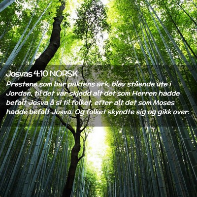 Picture 02 - Josvas 4:10 NORSK - Prestene som bar paktens ark, blev stående ute i - Bible Verse Picture