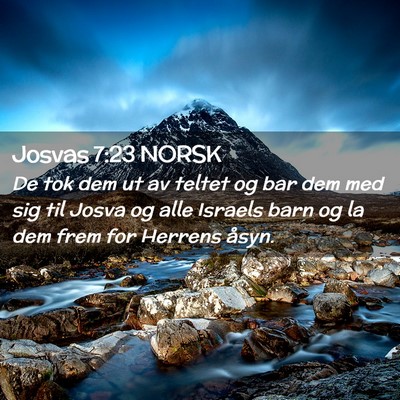 Picture 02 - Josvas 7:23 NORSK - De tok dem ut av teltet og bar dem med sig til - Bible Verse Picture