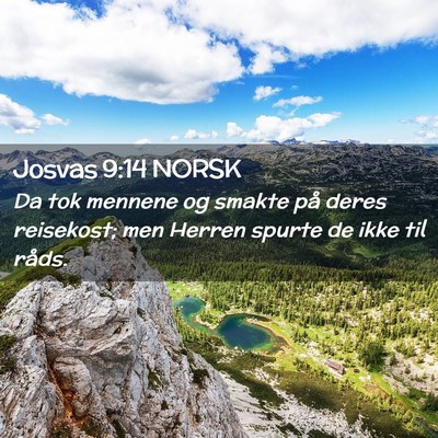 Picture 02 - Josvas 9:14 NORSK - Da tok mennene og smakte på deres reisekost; men - Bible Verse Picture