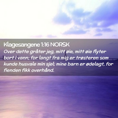 Picture 02 - Klagesangene 1:16 NORSK - Over dette gråter jeg, mitt øie, mitt øie - Bible Verse Picture