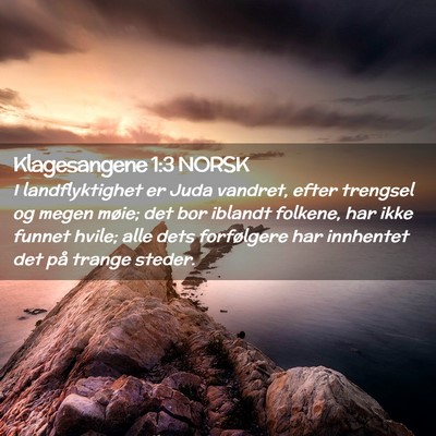 Picture 02 - Klagesangene 1:3 NORSK - I landflyktighet er Juda vandret, efter trengsel - Bible Verse Picture