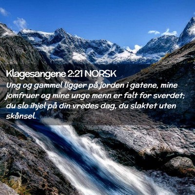 Picture 02 - Klagesangene 2:21 NORSK - Ung og gammel ligger på jorden i gatene, mine - Bible Verse Picture