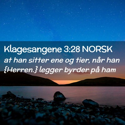 Picture 02 - Klagesangene 3:28 NORSK - at han sitter ene og tier, når han {Herren.} - Bible Verse Picture