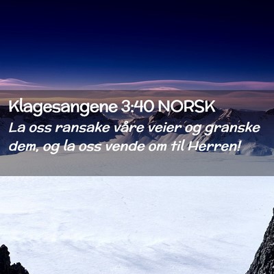 Picture 02 - Klagesangene 3:40 NORSK - La oss ransake våre veier og granske dem, og la - Bible Verse Picture