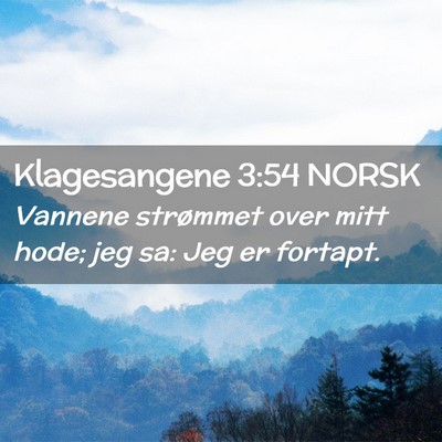 Picture 02 - Klagesangene 3:54 NORSK - Vannene strømmet over mitt hode; jeg sa: Jeg er - Bible Verse Picture
