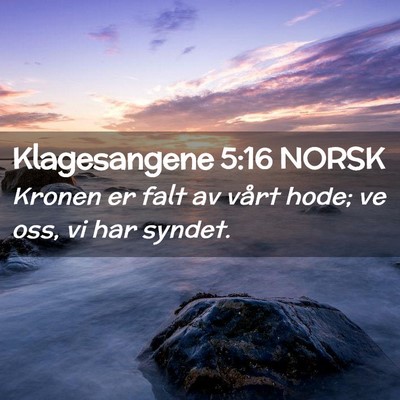 Picture 02 - Klagesangene 5:16 NORSK - Kronen er falt av vårt hode; ve oss, vi har - Bible Verse Picture