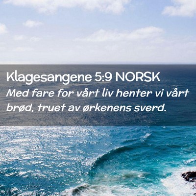 Picture 02 - Klagesangene 5:9 NORSK - Med fare for vårt liv henter vi vårt brød, - Bible Verse Picture