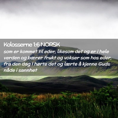 Picture 02 - Kolosserne 1:6 NORSK - som er kommet til eder, likesom det og er i hele - Bible Verse Picture