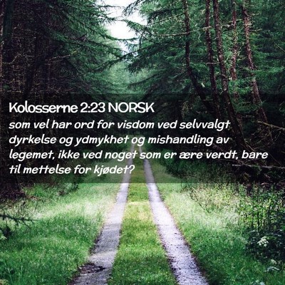 Picture 02 - Kolosserne 2:23 NORSK - som vel har ord for visdom ved selvvalgt dyrkelse - Bible Verse Picture