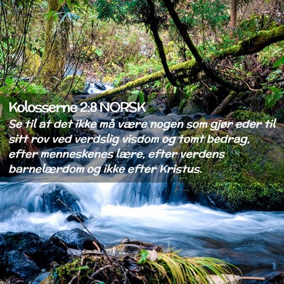 Picture 02 - Kolosserne 2:8 NORSK - Se til at det ikke må være nogen som gjør eder - Bible Verse Picture