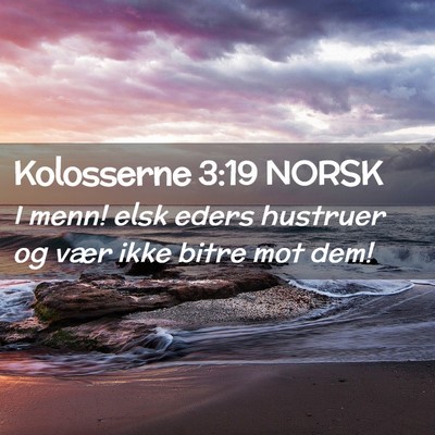 Picture 02 - Kolosserne 3:19 NORSK - I menn! elsk eders hustruer og vær ikke bitre - Bible Verse Picture