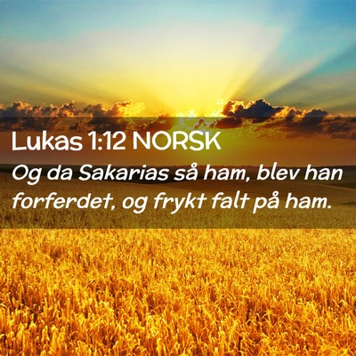 Picture 02 - Lukas 1:12 NORSK - Og da Sakarias så ham, blev han forferdet, og - Bible Verse Picture